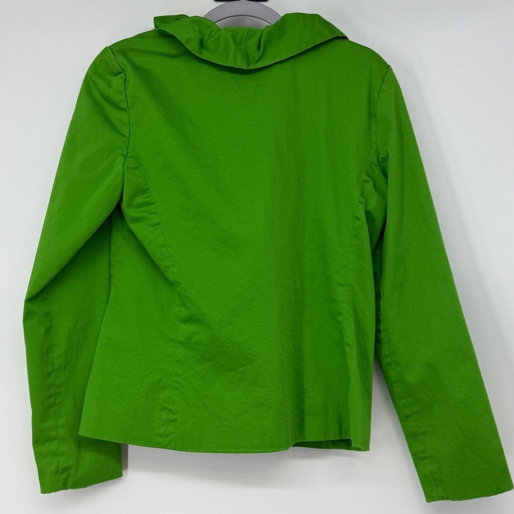Sandro Womens Green Ruffle Collar Cotton Blend Stretch Blazer Jacket Size S - Picture 2 of 6